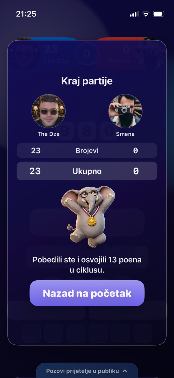 Kraj partije u Slongalici