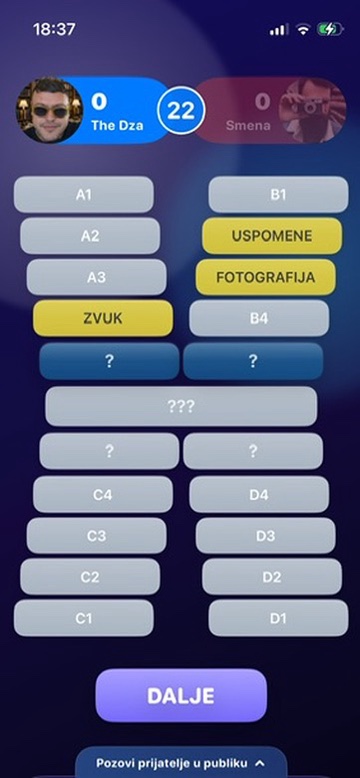 Asocijacije ekran u Slongalici